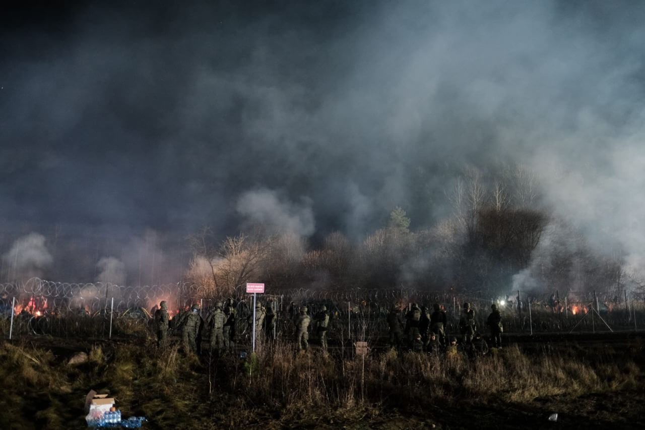 Migrants at the Belarusian-Polish border. Tuesday