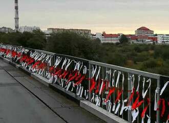 A student who came to the trial of Ivulin was arrested because of the stripes on his backpack