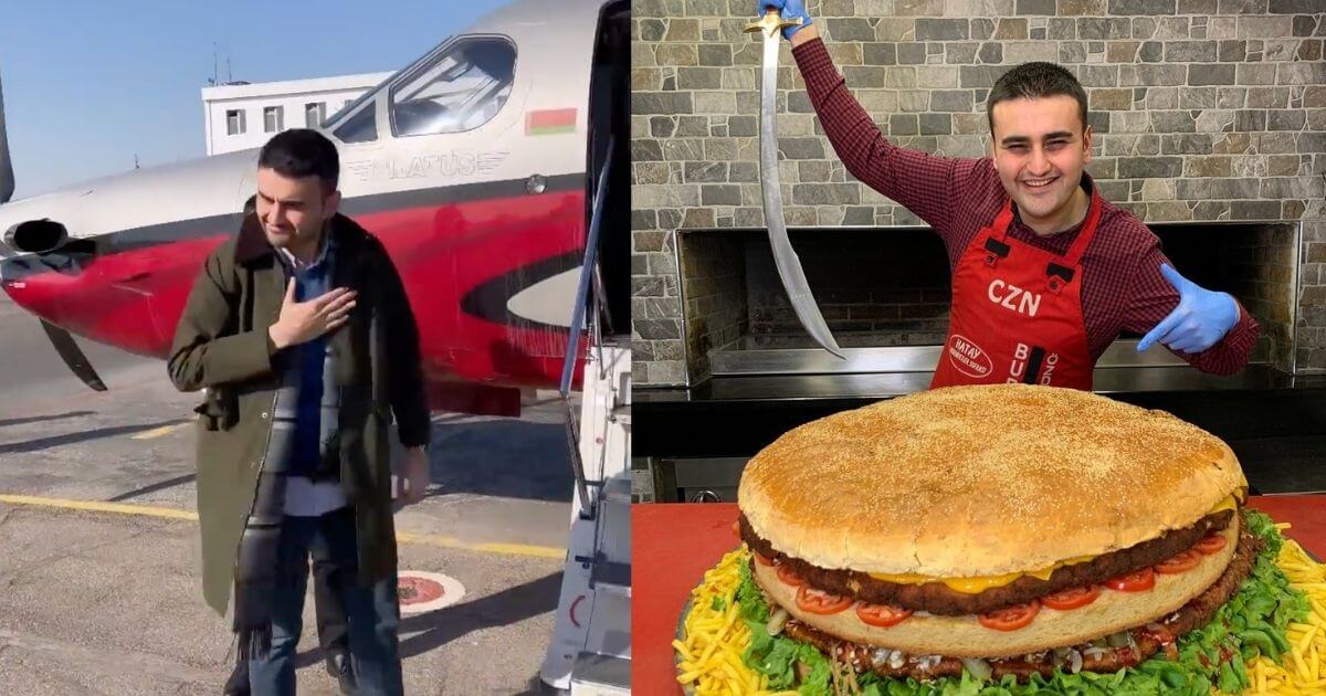 Звезда TikTok, знаменитый турецкий повар полетал на беларусском самолёте