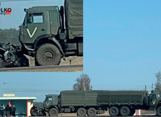 Грузавік ВС РФ пратараніў легкавую машыну