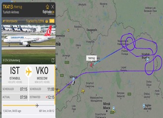 Борт Turkish Airlines около часа кружит над Витебской областью