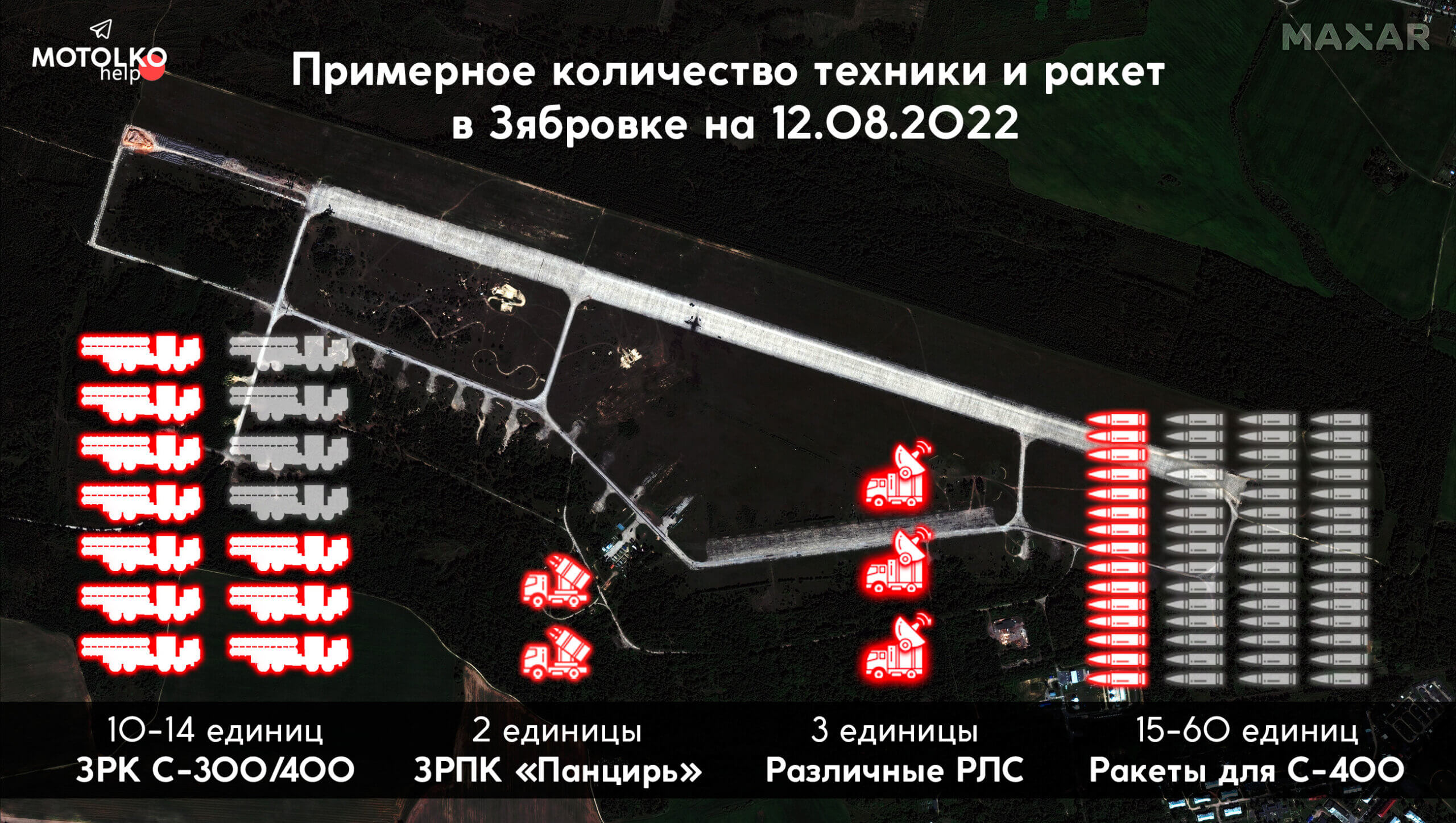 Akár 14 S-300/400 légvédelmi rendszer, Pantsir légvédelmi rakétarendszer és radarállomás: az RF fegyveres erők továbbra is Zjabrovkában tartózkodnak