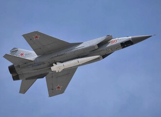 MiG-31K conducts training flights with Kinzhal missile