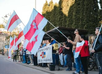 День Победы в Европе: беларусы Белостока вышли на акцию солидарности