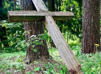 В Куропатах повредили кресты при спиливании деревьев