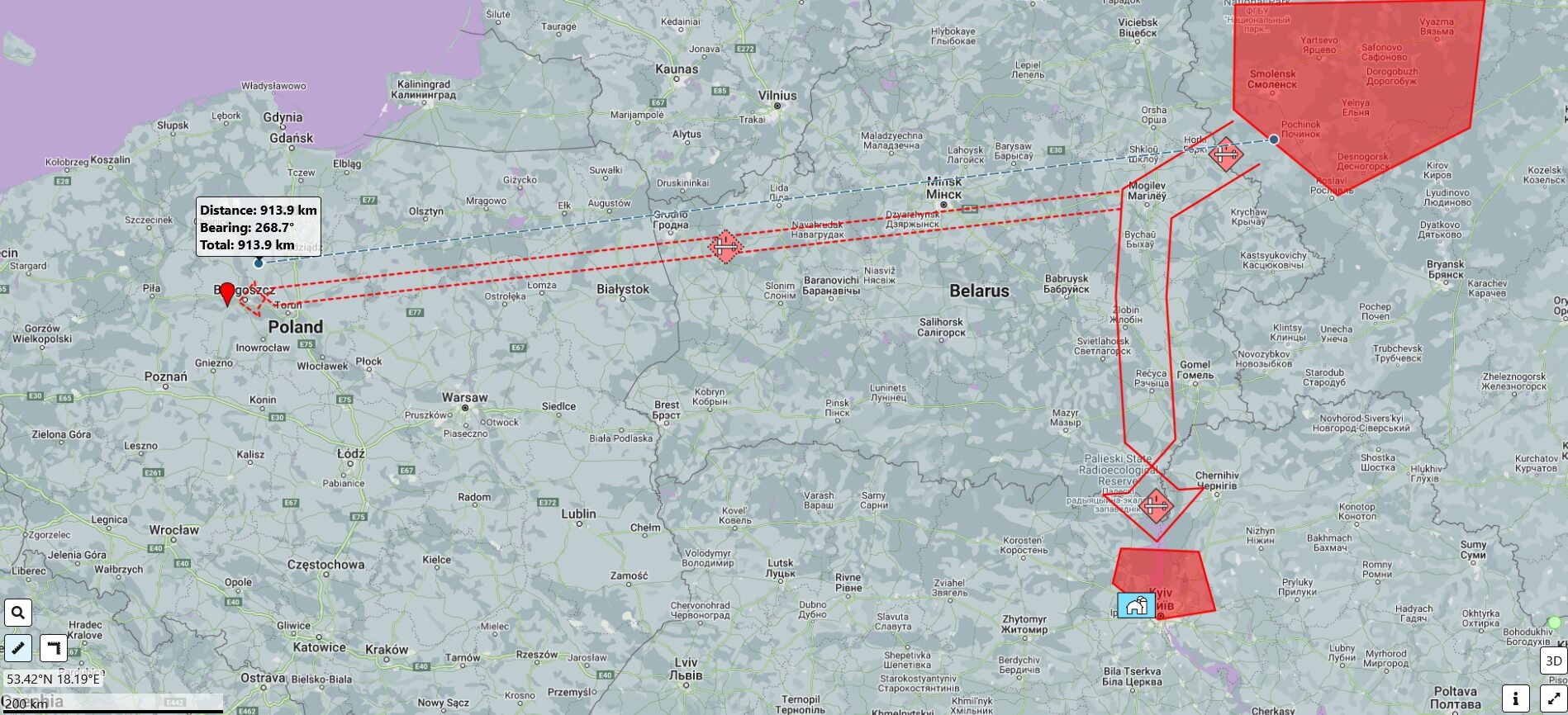 Onet: According to one of the versions, the Russian missile near Bydgoszcz flew from the direction of Belarus