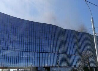 В новом здании Тетерина напротив дворца Лукашенко пожар