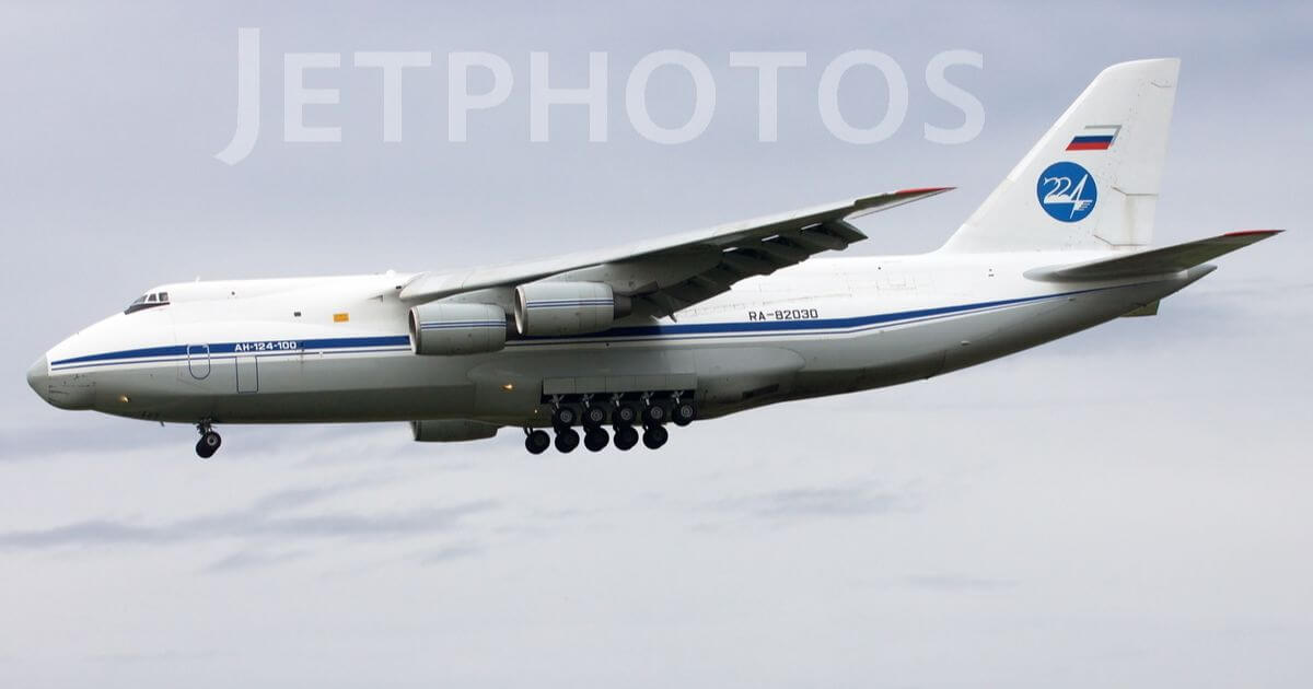 Упершыню ў 2024 годзе ў Беларусь двойчы прылятаў Ан-124 ПКС РФ
