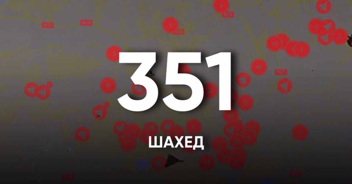 351 «шахед» зайшоў у Беларусь з ліпеня: усе яны зараз на карце Гаюна